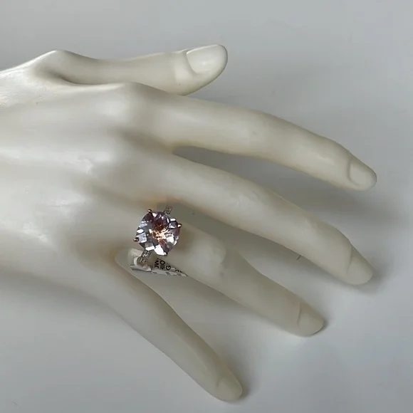 NWT Pink Amethyst/Diamond Rose Gold Ring Size 7 - Picture 2 of 16